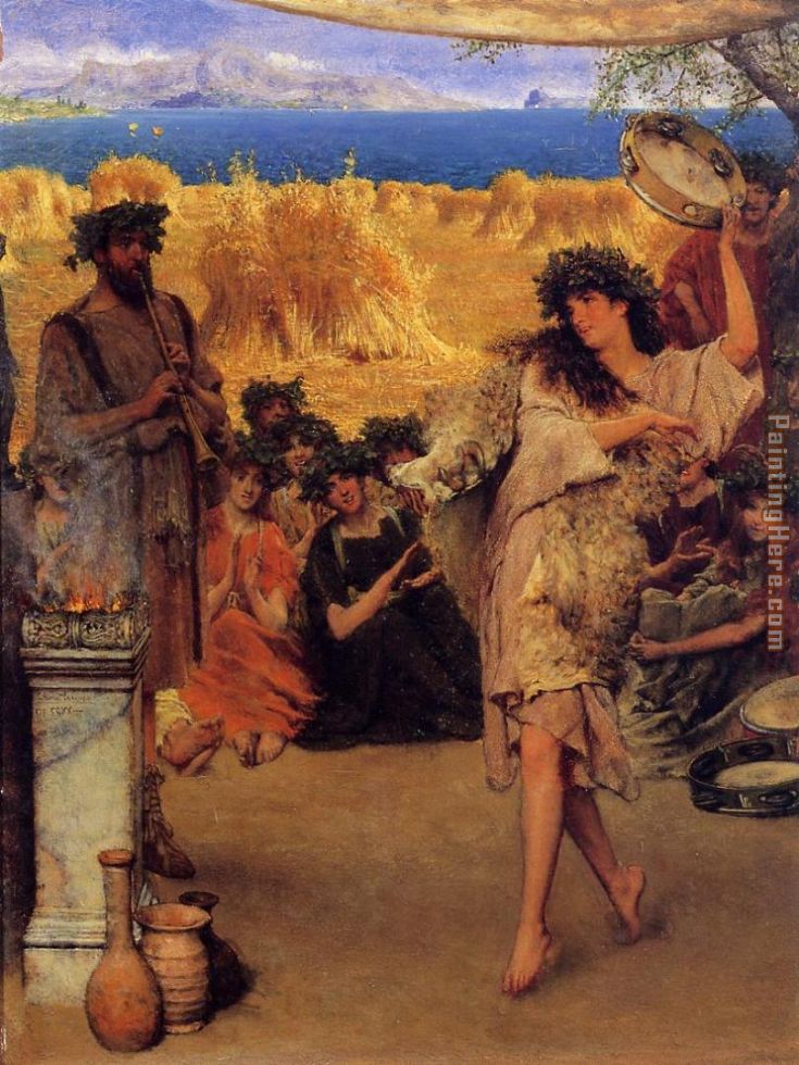 A Harvest Festival painting - Sir Lawrence Alma-Tadema A Harvest Festival art painting